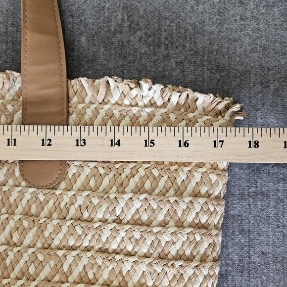 Lulla Collection Straw Paper Tote Bag Beige Double Handle Summer Beach Coastal - Picture 9 of 16
